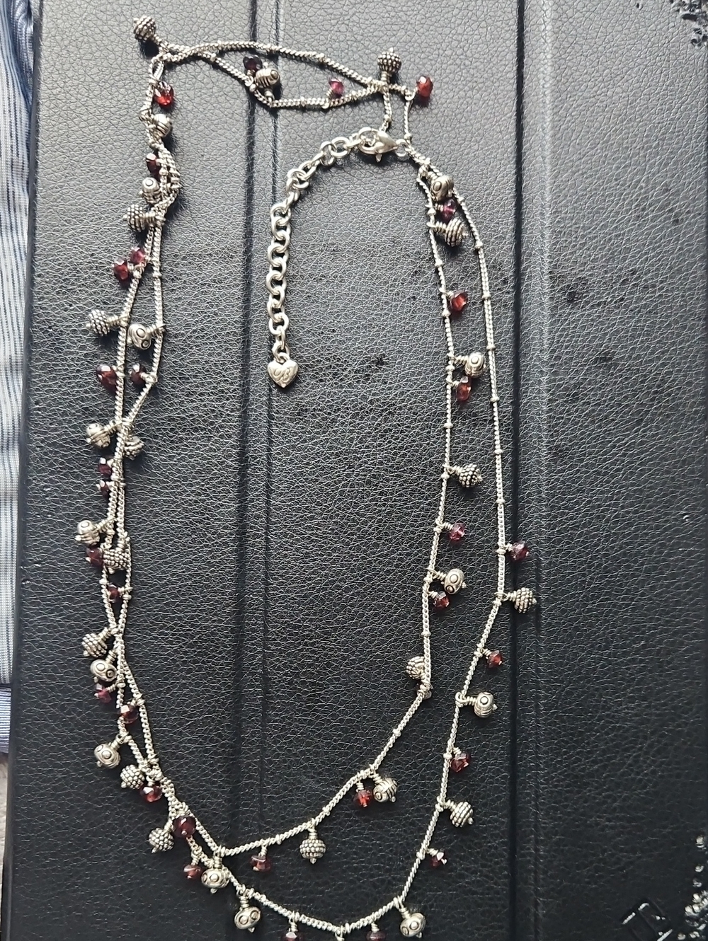 Brighton Silver Multi-Strand Necklace with Garnet Beads
